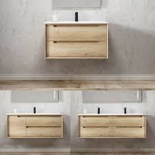 Byron 600mm 1500mm Natural Oak Timber Wood Grain Bathroom Vanity With Ceramic Top Homegear Australia