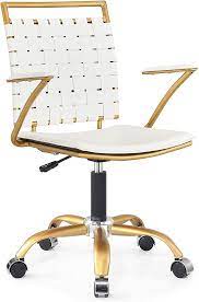 amazonsmile luxmod white and gold desk chair adjustable swivel chair with golden armrest home office chair with dur home office chairs gold desk chair chair