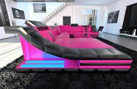 Wenn sie gerne ein außergewöhnliches. Luxus Xxl Wohnlandschaft Turino In Leder Sofa Mit Beleuchtung