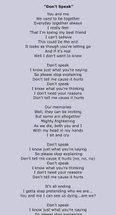 Don T Speak Lyrics By No Doubt Divorce Great Song Lyrics Love Songs Lyrics Music Quotes Lyrics