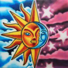 Find something memorable, join a community doing good. Hafl Sun Half Moon By Pewpew66 On Deviantart Moon Painting Sun Painting Moon Drawing
