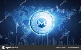 Monero Coin On Hud Background With Bull Stock Chart Stock