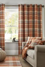 Buy Ginger Rustic Woven Check Eyelet Curtains From The Next Uk Online Shop Living Room Orange Curtains Living Room Bedroom Curtains With Blinds