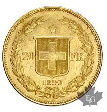 Confédération suisse \kɔ̃.fe.de.ʁa.sjɔ̃ sɥis\ féminin singulier. Coins Suisse 1890 20 Francs Confederation Helvetica Sup Fdc