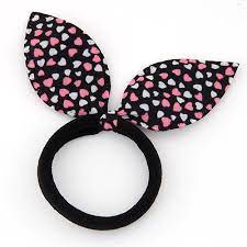 Bunny Ears Hair Scrunchies Rubber Band With Cloth Bowknot Black 50x30mm China Wholesale Jewelry Beads Scrunchie Hairstyles Hair Tie Accessories Ear Hair