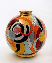 Longwyusa Com Vase Ceramique Porcelaine Motifs Geometrique Style Coloniale Ceramic Vase Geometric Porcelain Art Pottery Painting Designs Porcelain Ceramics