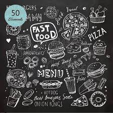 Chalk Hand Drawn Fast Food Clip Art Chalkboard Clipart Doodle Etsy In 2021 How To Draw Hands Hot Dogs Food Clips