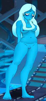 blue diamond (steven universe) blue eyes blue hair blue skin  breasts diamond (gem) diamond authority embarrassed embarrassed nude female  female female focus large lips looking down nude slit solo