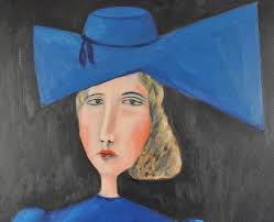 Oil Painting, Lady in Blue, by Benjamin Levy at 1stDibs