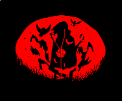 A blood moon occurs during a total lunar eclipse, when it turns a reddish colour due to sunlight bending through the earth's atmosphere. Itachi Against Red Moon Drawception