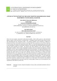 It operates in the construction of buildings industry. Pdf A Study Of The Factors That Influence Investor In Making Gold Dinar Investment At Kota Bharu Kelantan Nor Aslily Sarkam Academia Edu
