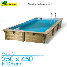 Piscine Bois Azura 250 X 450 H 126 Cm Liner Bleu