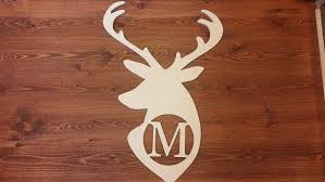 22 Inch Stag Deer Custom Wooden Monogram Letter Shape 3 8 Inch Thick Birch Wood Wooden Monogram Letters Wooden Monogram Stag Deer