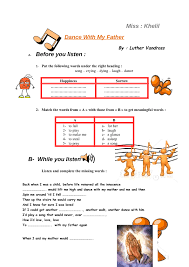 Check spelling or type a new query. Song Worksheet A Dance With My Father By Vandross