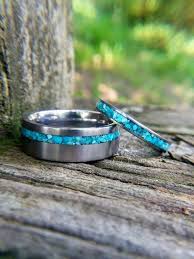 Matching Navajo Turquoise Wedding Band Set Titanium Wedding Etsy Turquoise Wedding Band Titanium Wedding Band Sets Turquoise Ring Engagement