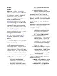 Metacognition is an awareness of one's own thought processes and an understanding of the patterns behind them. Other Metacognition Learning