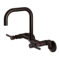 Kingston Brass Concord 2 Handle Wall Mount Standard Kitchen Faucet In Oil Rubbed Bronze Hks813orb Kingston Brass Oil Rubbed Bronze Faucet Faucet