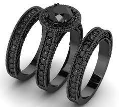 14k Black Gold Round 1 Ct Real Black Diamond Engagement Ring Wedding Bridal Set Black Diamond Engagement Black Diamond Bridal Set Black Diamond Ring Engagement