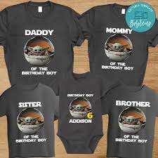 Baby Yoda Star Wars Birthday Family Matching Party Shirts Bobotemp