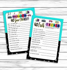 40th Birthday Party Games How Well Do You Know The 40 Year Old Birthday Facts 40th Birthday Party 40th Birthday Decor Printable In 2021 40th Birthday Party Games 40th Birthday Parties
