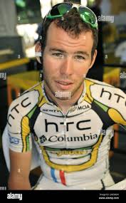 Team HTC Columbia's Mark Cavendish before the start of stage 14 Stock Photo 
