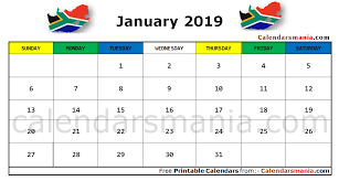 January 2019 Calendar South Africa 2019 Calendar Calendar Calendar Template