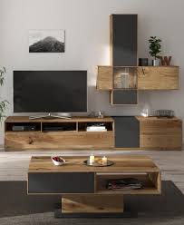 Wohnwand Eichefarben Grau Wohnen Mobel Wohnzimmer Wohnzimmerwand