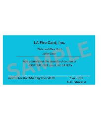 LA Fire Card | Class Schedule
