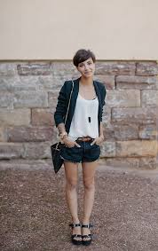 What To Wear With Short Hair Glam Radar Short Hair Outfits Pixie Outfit Short Hair Styles