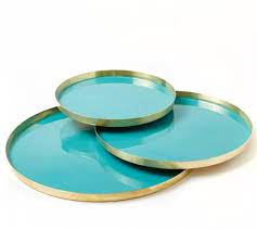 The metallic finish adds just the right amount of glam. Turquoise Round Tray Two S Company Luxe Home Philadelphia
