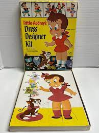 VTG Little Audrey Dress Designer Kit Harvey Cartoons COMPLETE Saalfield  1962 | eBay