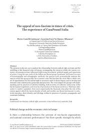 Pdf The Appeal Of Neo Fascism In Times Of Crisis The Experience Of Casapound Italia