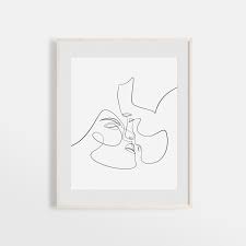 Coppia Bacio Illustrazione Arte Stampabile Di Una Linea Di Etsy Etsy Printable Art Kiss Illustration Printable Art