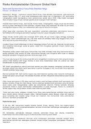 Gagasan menggunakan kantong teh untuk menghilangkan mata bengkak adalah karena adanya kandungan kafein dalam teh. Risiko Ketidakstabilan Ekonomi Global Naik