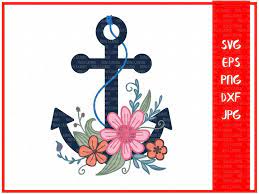 Hand drawn anchor with ropes and roses drawm in tattoo style. Floral Anchor Svg Summer Svg Floral Svg Flowers Svg Floral Etsy Etsy Kawaii Svg