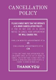003751 Browns Cancellation Policy 01 Jpg 2500 3553 Esthetician School Salon Promotions Salon Marketing