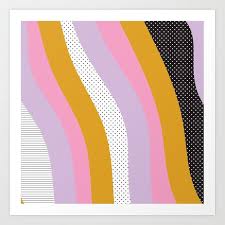 Abstract Print Mixed Colors And Patterns Wavy Lines Art Print By Oakwood Design Co X Small Line Art Abstract Abstract Print