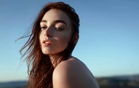 Wallpaper girl, clear sky, sky, green eyes, long hair, photo, photographer,  model for mobile and desktop, section девушки, resolution 2560x1709