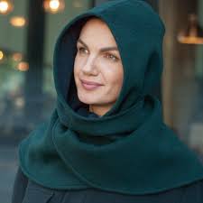 Wool Green Blue Hood Unisex, Blue Green Cowl Scarf , Cowl Shrug , Cowl  Hood, Festival Head Scarf, Convertible Scarf, Hooded Scarf, Natural