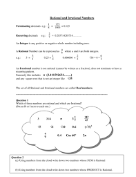 A rational or an irrational number? Rational Irrational Numbers Teaching Resources