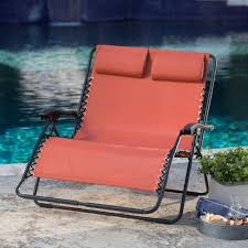 Zero Gravity Patio Pool Loveseat Recliner In Terracotta Love Seat Reclining Outdoor Chair Zero Gravity Chair