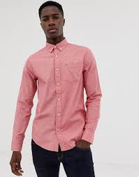 Chemises roses homme en tissu de qualité 100% coton double fil, à partir de 45 euros ! Hollister Chemise En Popeline A Manches Longues Rose From Asos On 21 Buttons