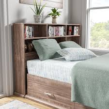 Spacious display area for alarm clock. Carbon Loft Jorchid Contemporary Bookcase Headboard Overstock 29741901