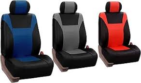 FH GROUP FH-PU003115 Racing PU Leather Car Full Set Seat Covers, Airbag  Ready and Split, Tangerine/Black Color