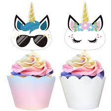 Buy Unicorn Cupcake Toppers Cake Decoration For Unicorn Themed Baby Shower Gender Reveal Party Supplies Set Of 24 Online In Usa B08lylsylh