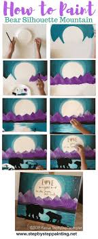 Step By Step Painting How To Paint A Simple Landscape Painting With Bear Silhouettes Easy Tutorial For Beginner Bear Paintings Painting Projects Diy Painting
