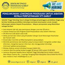 Rumah sakit universitas indonesia disingkat rsui adalah rumah sakit umum pendidikan kelas b yang terletak area kampus universitas indonesi. Pengumuman Lowongan Pekerjaan Untuk Jabatan Kepala Perpustakaan Stt Garut Stt Garut