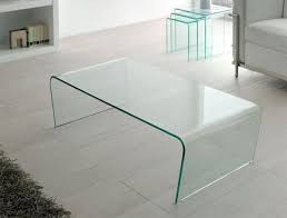 Contemporary Transparent Glass Curved Edge Coffee Table High Gloss Furniture Modern Coffee Tables Modern Glass Coffee Table