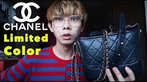 Authentic Chanel Gabrielle Bag Review /Dark Blue Real CalfSkin Leather  luxury Womens Designer Purse
