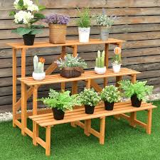 Outdoor Garden Wooden Potting Bench Work Station Wood Plant Stand Plant Stands Outdoor Plant Stand